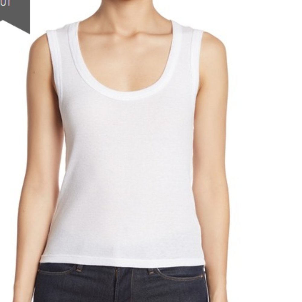 Scoop Neck Ribbed Tank Top White XL NWOT